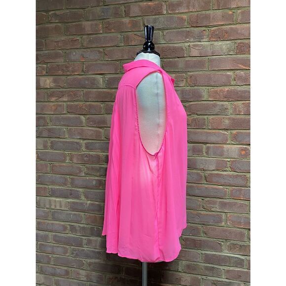 American Eagle Pink Sheer Sleeveless Button Down Size XXL - Picture 3 of 6
